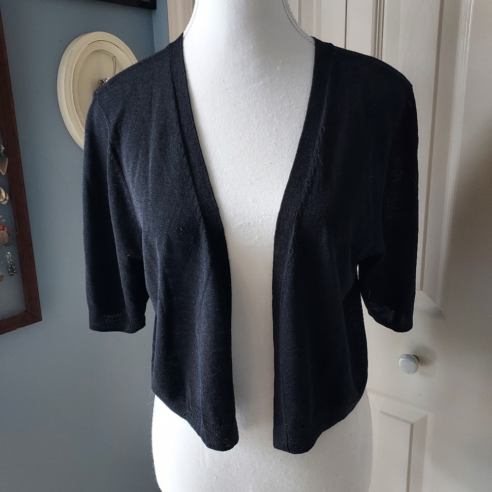 Talbots NWT Black 100% Silk Cropped Cardigan Or Bolero